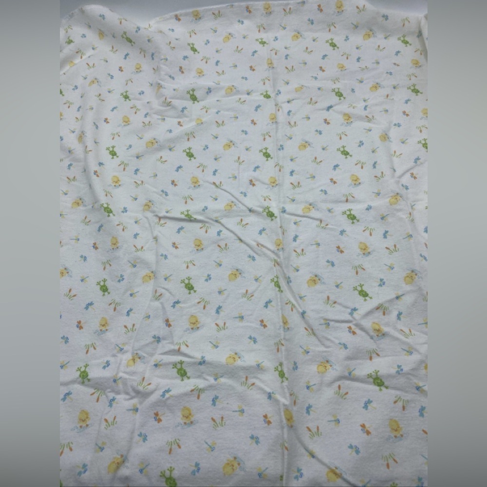 Vintage Baby Blanket Reciving Duck Frog Dragonfly Green Small Wonders